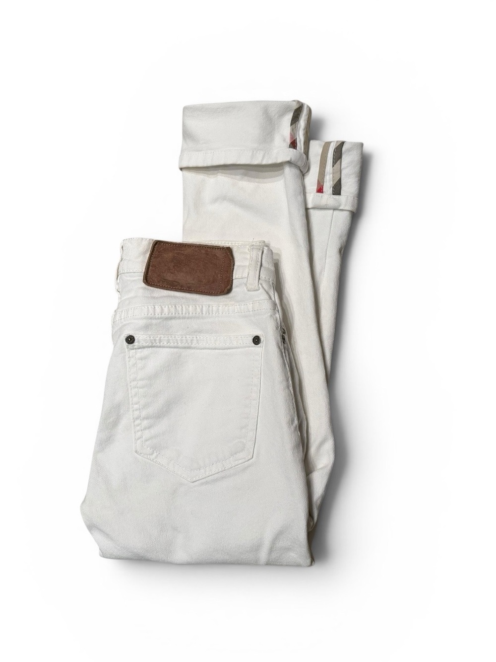 Burberry London Nova Check Inseam White Jeans Size 2 (24)